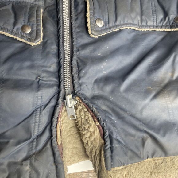 VTG 70s Cal Craft Blue Sherpa Western Jacket Mens Sz 2XL XL Nylon Distressed - Picture 5 of 15